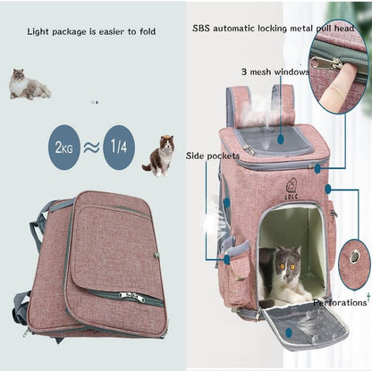 Sac à dos de transport pour animaux domestiques, pour chats et chiens de moins de 22 lb, sac de transport en maille respirante pour chat, sac à dos pliable pour petits chiens, lapins, chiots 
