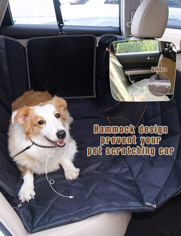 Housse de siège de voiture imperméable pour chien, fenêtre visuelle en maille antidérapante, tapis de coffre de hamac de voiture avec poches de rangement 