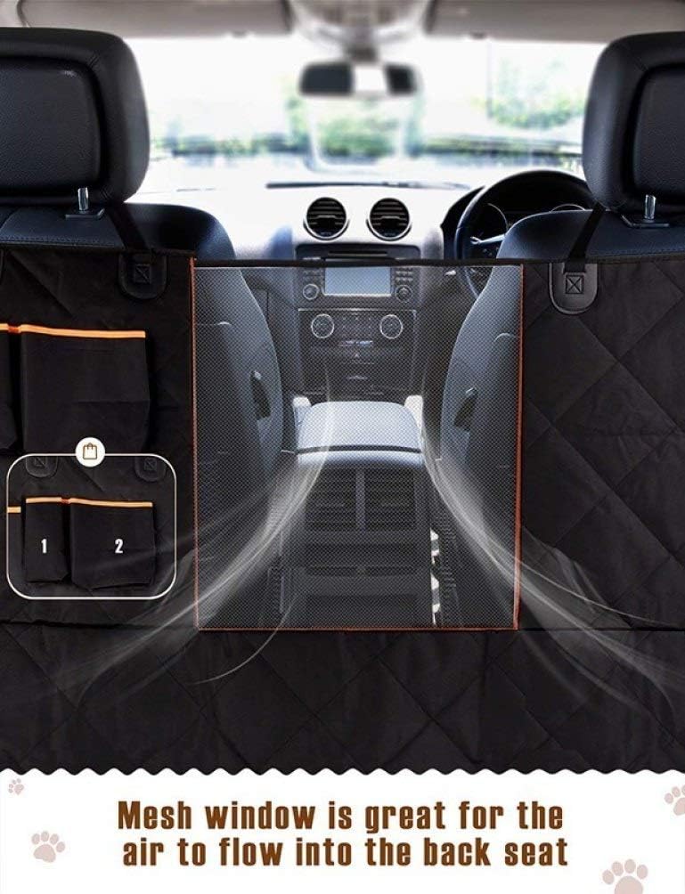 Housse de siège de voiture imperméable pour chien, fenêtre visuelle en maille antidérapante, tapis de coffre de hamac de voiture avec poches de rangement 