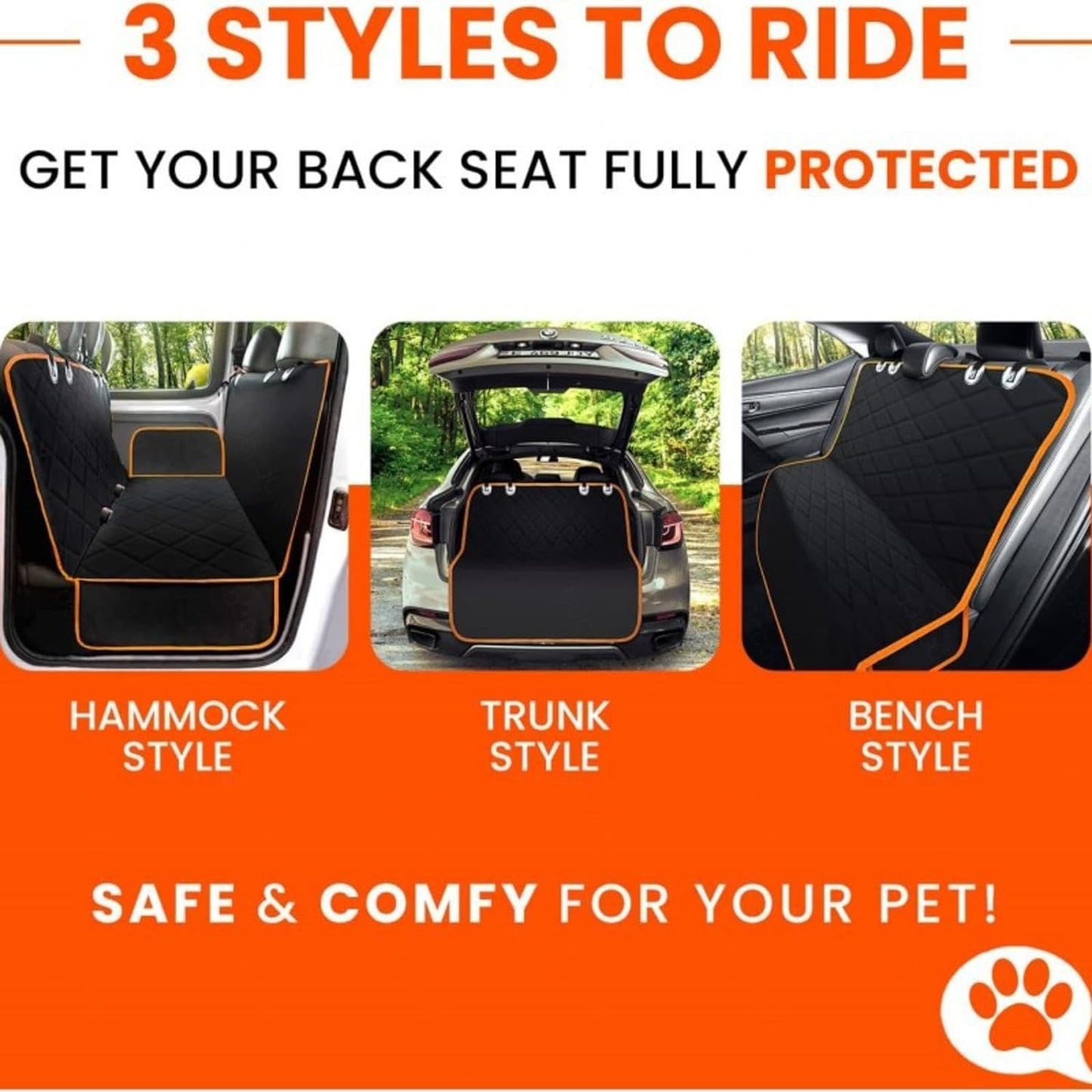 Protection de coffre de voiture pour chiens, avec protection latérale, tapis de protection robuste pour chiens 