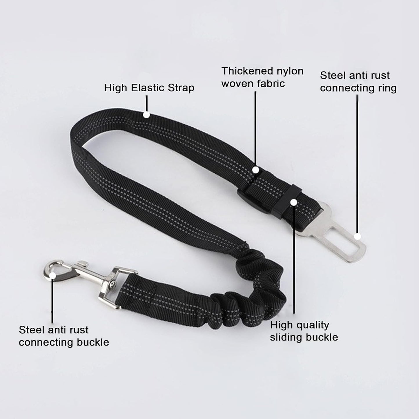 Ensemble de 2 ceintures de sécurité rétractables, ceinture de sécurité réglable pour animaux de compagnie, ceinture de sécurité réglable, ceintures de sécurité pour animaux de compagnie avec tampon élastique 