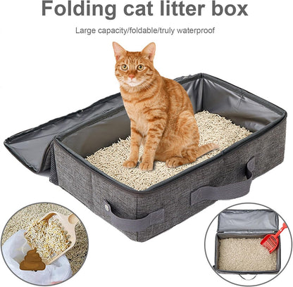 Portable Litter Box Collapsible Cat Travel Toilet Litter Pan