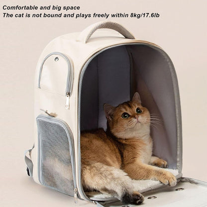Sac à dos pour chat, sac de transport respirant pour chats et petits chiens, grande capacité, transparent, ventilé, portable, sac de voyage à bulles pour chats et animaux de compagnie 