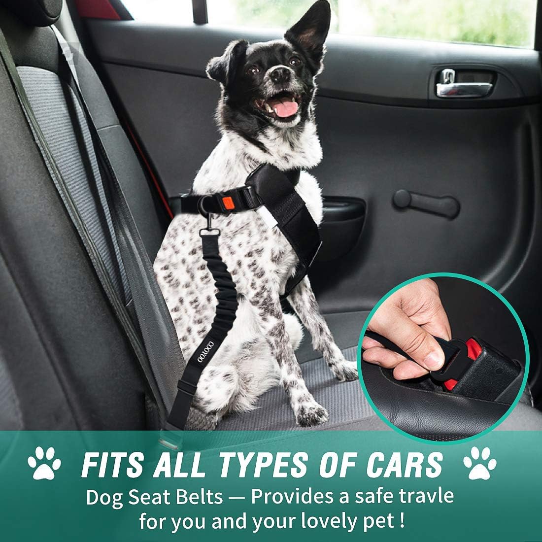 Ceinture de sécurité pour chien, ensemble de 3 pièces, harnais de voiture rétractable pour chien, ceinture de sécurité réglable pour véhicule, ceintures de sécurité en nylon pour animaux de compagnie, robustes et élastiques 